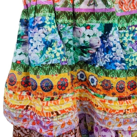 Alice + Olivia Womens 2 Jojo Printed Tiered Ruffle Boho Miniskirt NWT - Picture 3 of 14